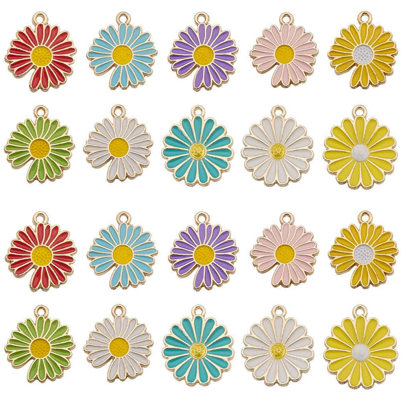 Wholesale Alloy Dripping Oil Daisy Pendant Accessories Cartoon Plants Flowers Style