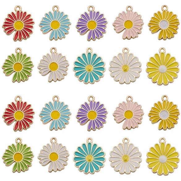 Wholesale Alloy Dripping Oil Daisy Pendant Accessories Cartoon Plants Flowers Style