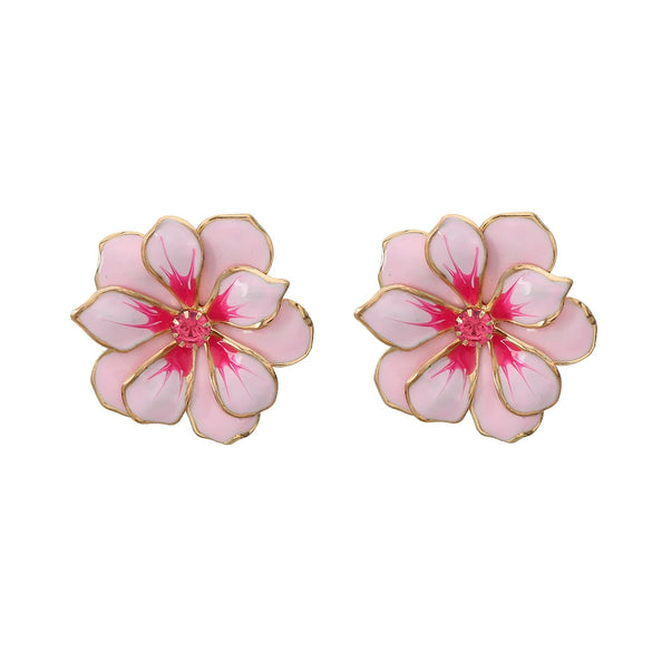 Wholesale Alloy Dripping Oil Flower Earrings For Women