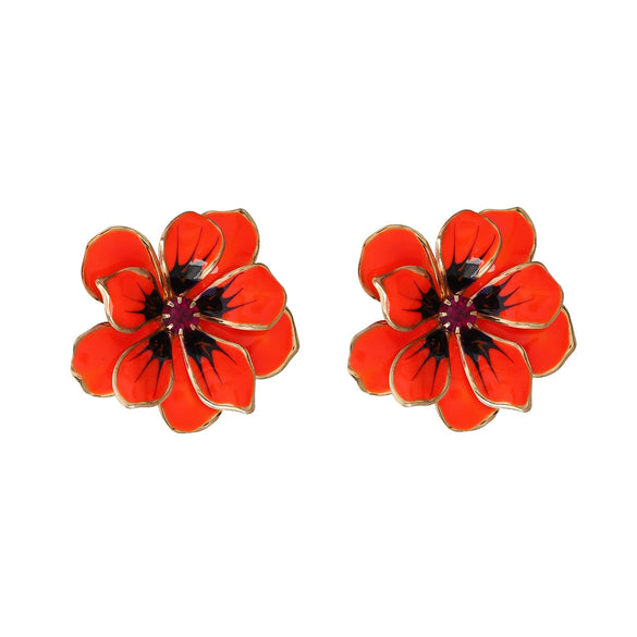 Wholesale Alloy Dripping Oil Flower Earrings For Women
