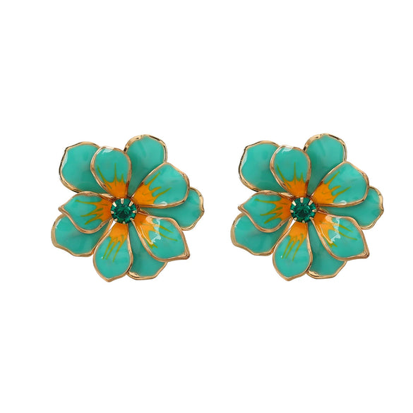 Wholesale Alloy Dripping Oil Flower Earrings For Women