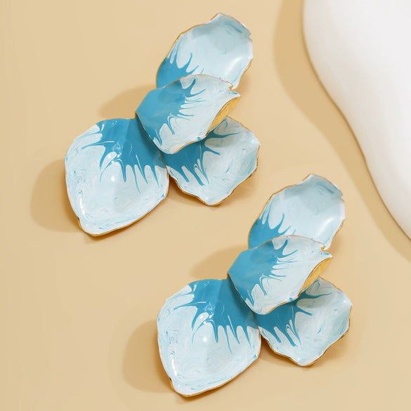 Wholesale Alloy Dripping Oil Flower Pattern Exaggerated Women's Earrings Sweet Style