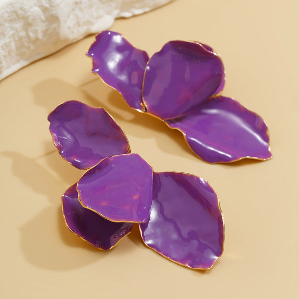 Wholesale Alloy Dripping Oil Flower Pattern Exaggerated Women's Earrings Sweet Style