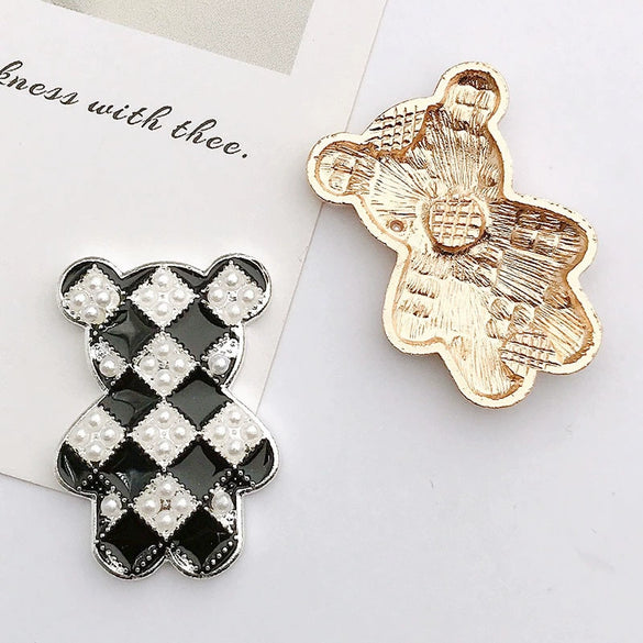 Wholesale Alloy Dripping Oil Square Bear Mobile Phone Shell Decorative Jewelry Accessories