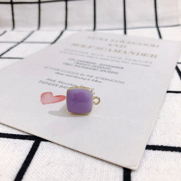 Wholesale Alloy Drop Oil Square Stud Earrings Accessories Jewelry Making Material With 925 Silver Needle