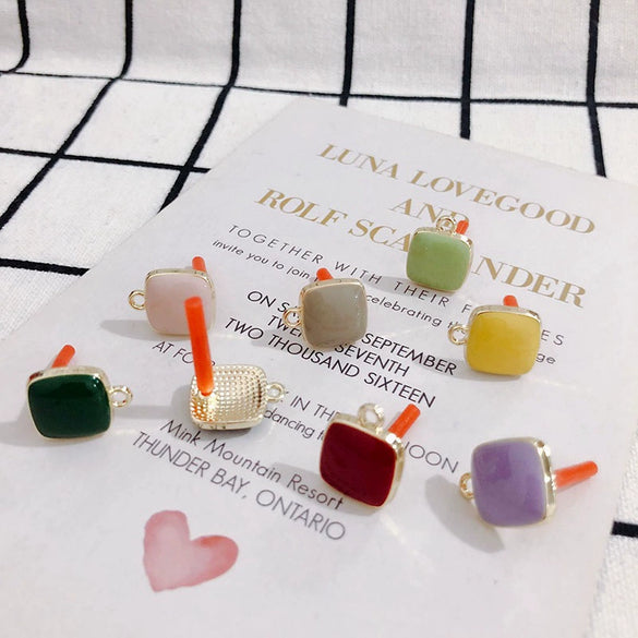 Wholesale Alloy Drop Oil Square Stud Earrings Accessories Jewelry Making Material With 925 Silver Needle