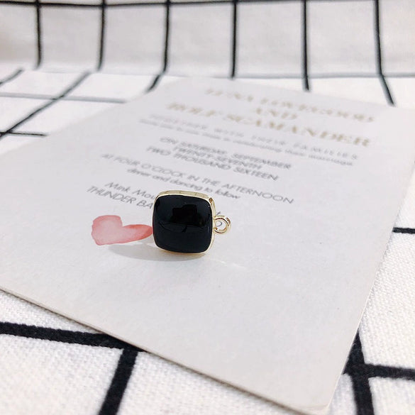 Wholesale Alloy Drop Oil Square Stud Earrings Accessories Jewelry Making Material With 925 Silver Needle