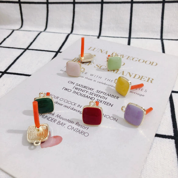 Wholesale Alloy Drop Oil Square Stud Earrings Accessories Jewelry Making Material With 925 Silver Needle