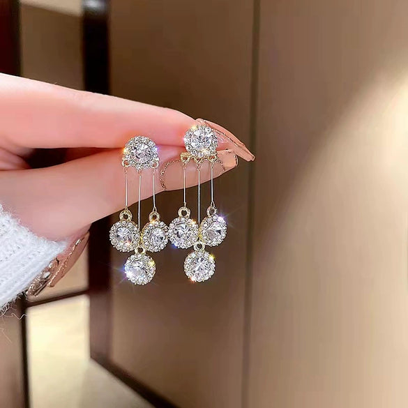 Wholesale Alloy Dropshaped Geometric Women's Long Tassel Earrings