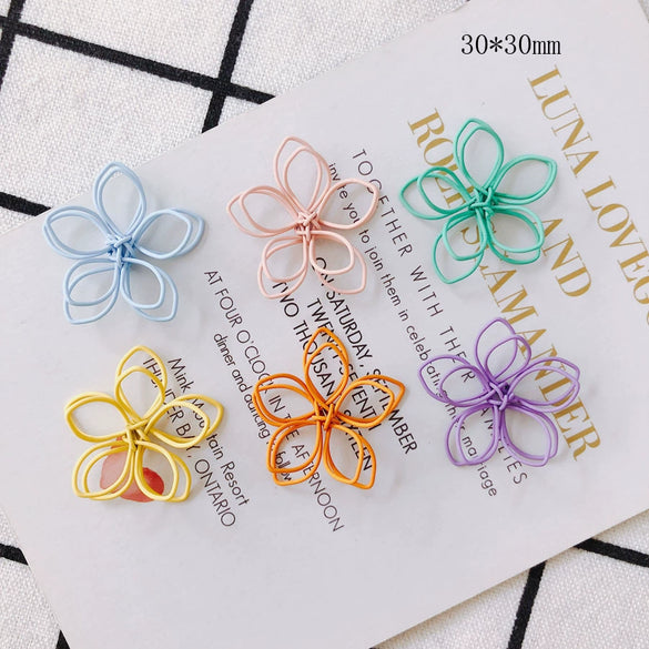 Wholesale Alloy Ear Jewelry Accessories With Color Petals Double Hollow Flowers And Baking Paint