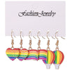 Wholesale Alloy Earrings Set With Cartoon Rainbow Color Flag Heart Shape And Love Pattern Electroplated For Women