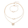 Wholesale Alloy Electroplated Animal And Zodiac Shaped Butterfly Pendant Necklace Bracelet Set And Niche High End Oil Drip Earrings For Women