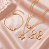 Wholesale Alloy Electroplated Animal And Zodiac Shaped Butterfly Pendant Necklace Bracelet Set And Niche High End Oil Drip Earrings For Women