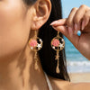 Wholesale Alloy Electroplated Animal Shaped Starfish And Conch Pendant Earrings For Women