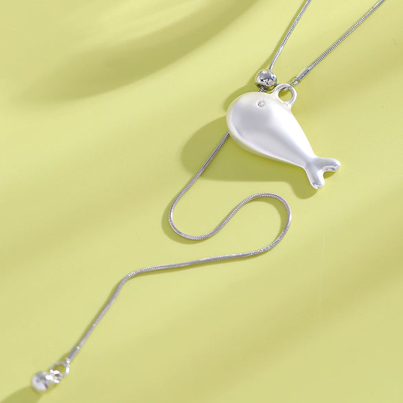 Wholesale Alloy Electroplated Animal Zodiac Fish Whale Pendant Clavicle Chain Necklace For Women