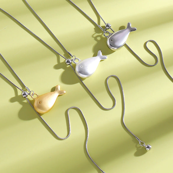 Wholesale Alloy Electroplated Animal Zodiac Fish Whale Pendant Clavicle Chain Necklace For Women