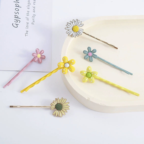 Wholesale Alloy Electroplated Daisy Side Hairpin For Women Pastoral Style Flower Hair Accessory