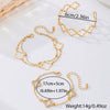 Wholesale Alloy Electroplated Exaggerated Geometric Hollow Fourleaf Clover Bracelet And Adjustable Ring Set For Women