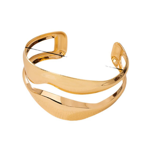 Wholesale Alloy Electroplated Exaggerated Geometric Light Luxury Gold Metal Bracelet And Ring Set Wide Open Style Jewelry Accessories