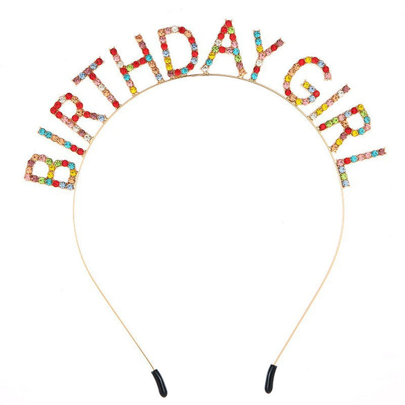 Wholesale Alloy Electroplated Fashion Rhinestone Letters Headband Headwear For Female