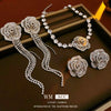 Wholesale Alloy Electroplated Flower Geometric Tassel Earrings For Women Light Luxury And High Sense Style