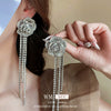 Wholesale Alloy Electroplated Flower Geometric Tassel Earrings For Women Light Luxury And High Sense Style