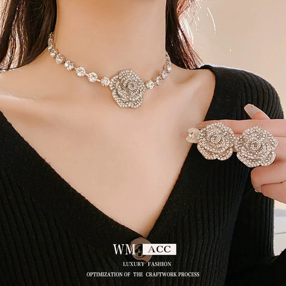 Wholesale Alloy Electroplated Flower Geometric Tassel Earrings For Women Light Luxury And High Sense Style