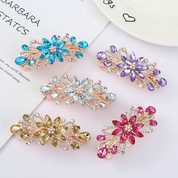 Wholesale Alloy Electroplated Flower Rhinestone Hairpin For Women