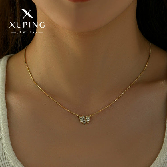 Wholesale Alloy Electroplated Geometric Butterfly Sweet Style Necklace With Box Chain