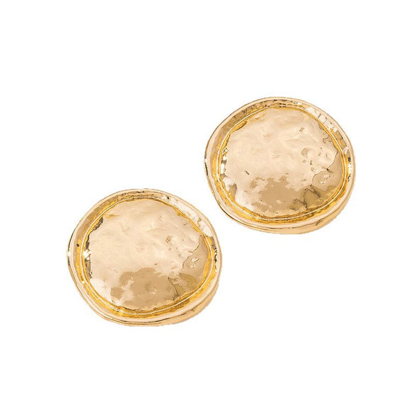Wholesale Alloy Electroplated Geometric Irregular Pleated Disc Retro Style Earrings For Women
