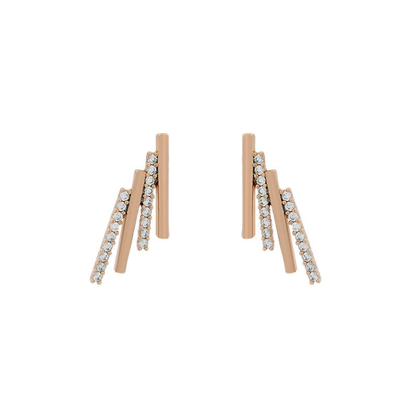Wholesale Alloy Electroplated Geometric Line Micropaved Zircon Women's Earrings