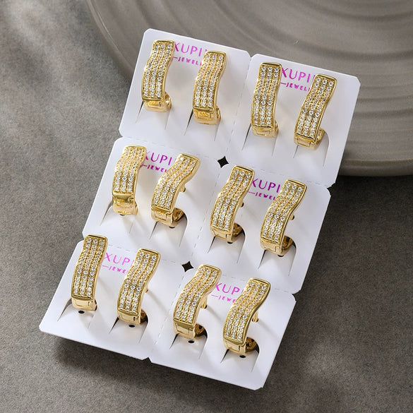 Wholesale Alloy Electroplated Geometric Micropaved Zircon Elegant Earrings