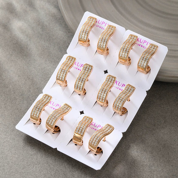 Wholesale Alloy Electroplated Geometric Micropaved Zircon Elegant Earrings