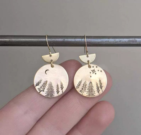 Wholesale Alloy Electroplated Geometric Moon Stars Tree Earrings For Women