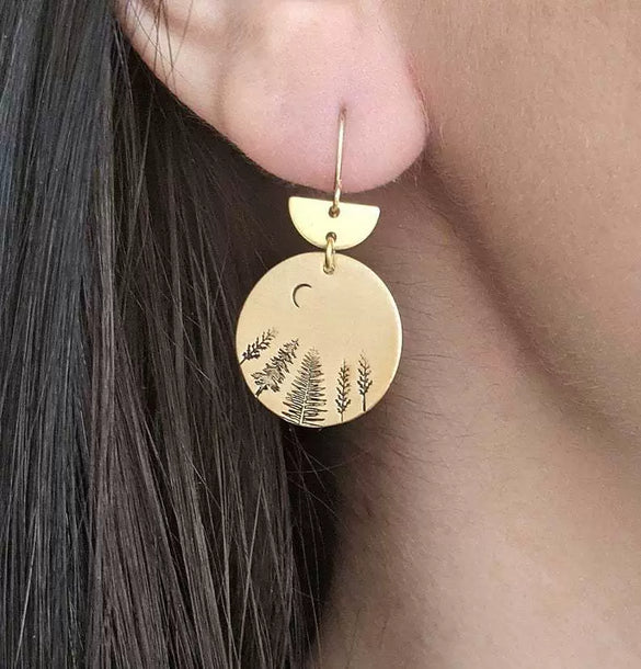 Wholesale Alloy Electroplated Geometric Moon Stars Tree Earrings For Women