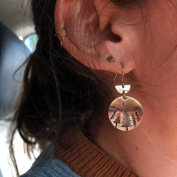 Wholesale Alloy Electroplated Geometric Moon Stars Tree Earrings For Women