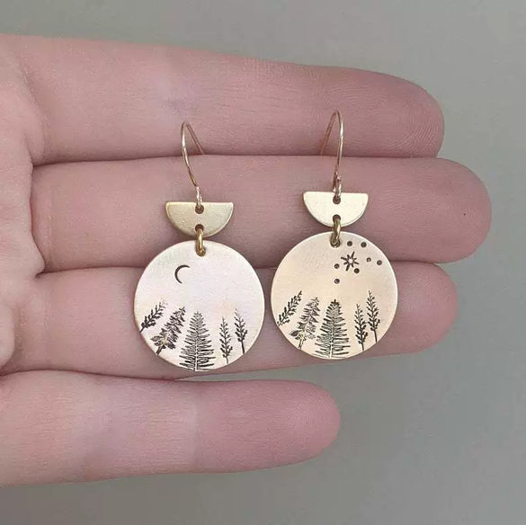 Wholesale Alloy Electroplated Geometric Moon Stars Tree Earrings For Women