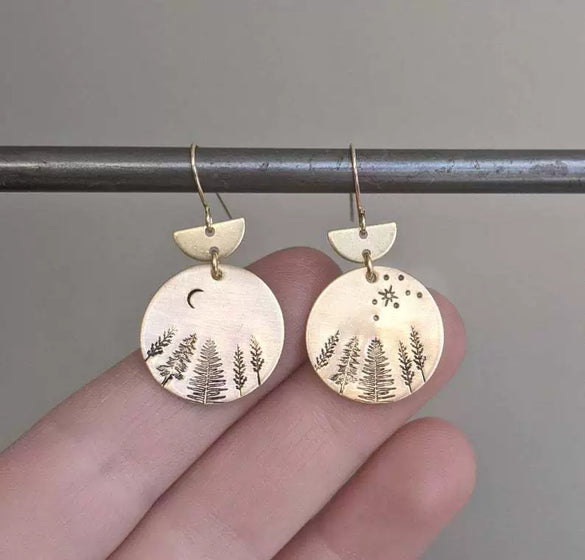 Wholesale Alloy Electroplated Geometric Moon Stars Tree Earrings For Women