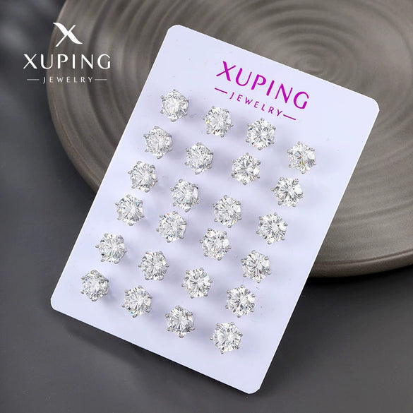 Wholesale Alloy Electroplated Geometric Single Zircon Earrings Simple Style
