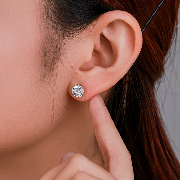 Wholesale Alloy Electroplated Geometric Single Zircon Earrings Simple Style