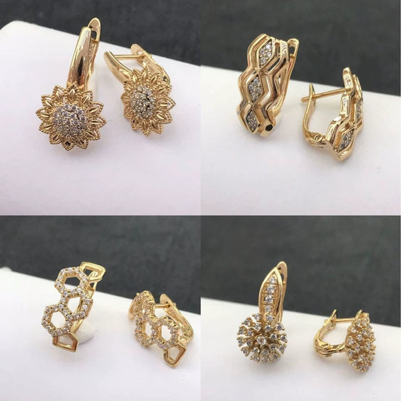 Wholesale Alloy Electroplated Geometric Style Earrings Inlaid With Zircon For Women