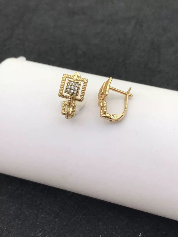 Wholesale Alloy Electroplated Geometric Style Earrings Inlaid With Zircon For Women