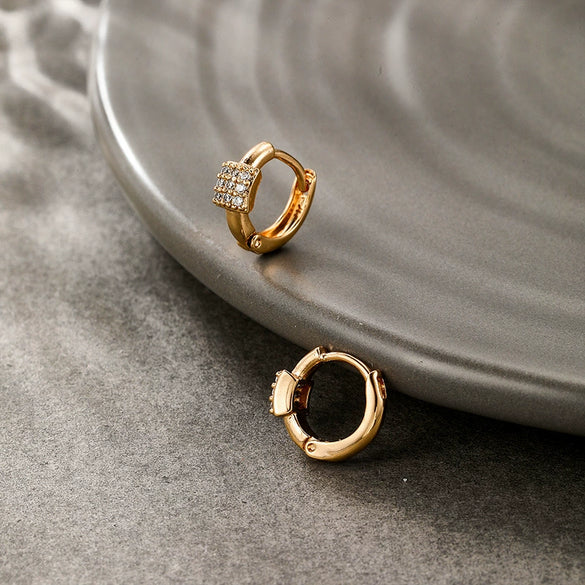 Wholesale Alloy Electroplated Geometric Style Zircon Earrings For Women