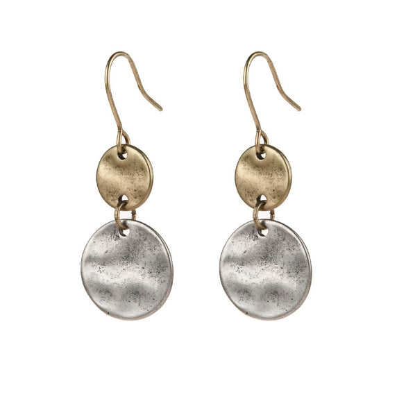 Wholesale Alloy Electroplated Geometric Women's Coin Ring Stitching Retro Earrings
