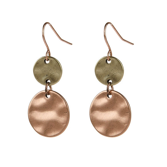 Wholesale Alloy Electroplated Geometric Women's Coin Ring Stitching Retro Earrings