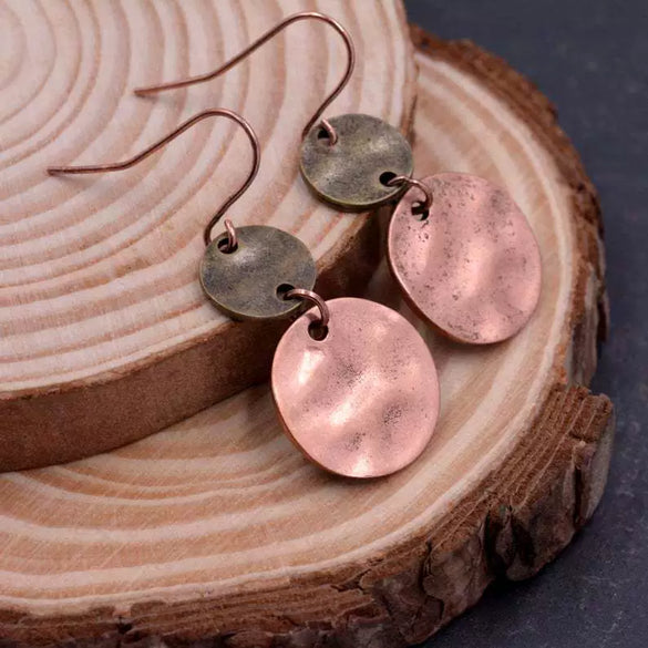 Wholesale Alloy Electroplated Geometric Women's Coin Ring Stitching Retro Earrings