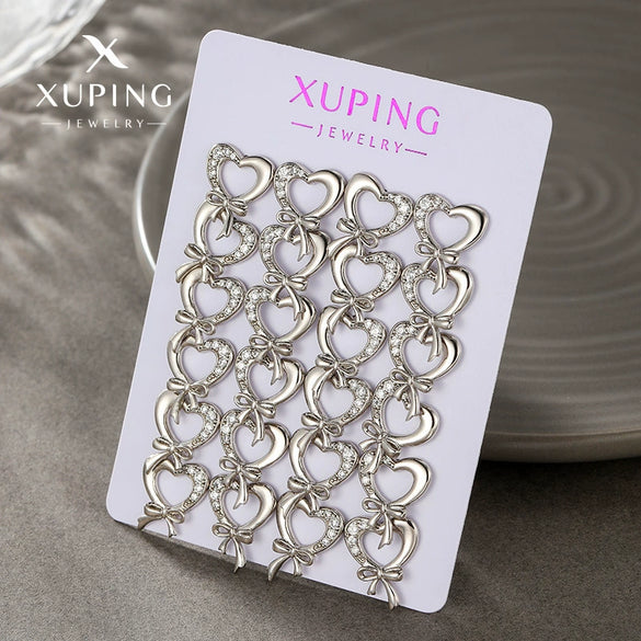 Wholesale Alloy Electroplated Heart Bow Micropaved Zircon Women's Earrings