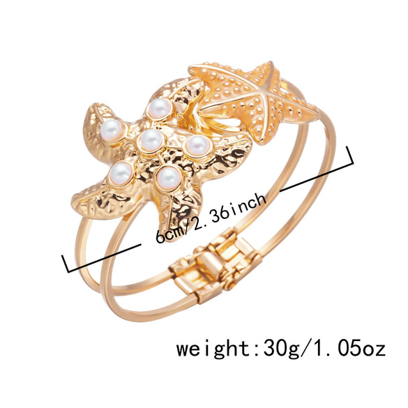 Wholesale Alloy Electroplated Irregular Starfish Pearl Bracelet Women's Beach Jewelry Accessories