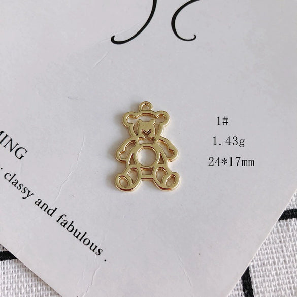 Wholesale Alloy Electroplated Jewelry Retro Literary Cut Out Bear Robot Pendant