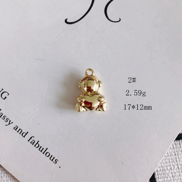 Wholesale Alloy Electroplated Jewelry Retro Literary Cut Out Bear Robot Pendant